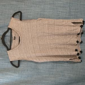 gray J. Crew pom pom fringe tank top xs